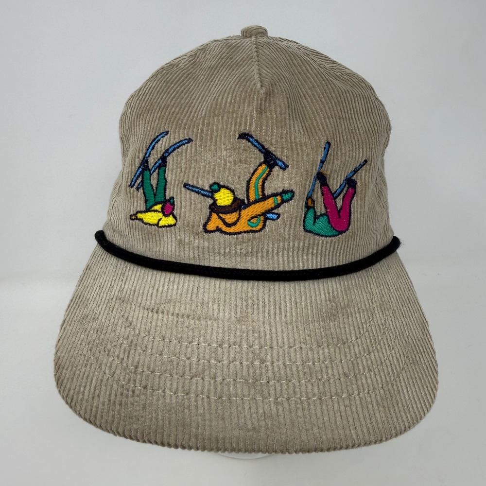 Rustek Salt Chuck Art Tan Corduroy Dead Bug Ski Hat Hemp Rope Strapback Cap